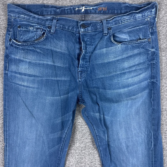 7 For All Mankind Jeans Mens 40x33 Blue Denim Jared Distressed Button Fly USA - Picture 1 of 16